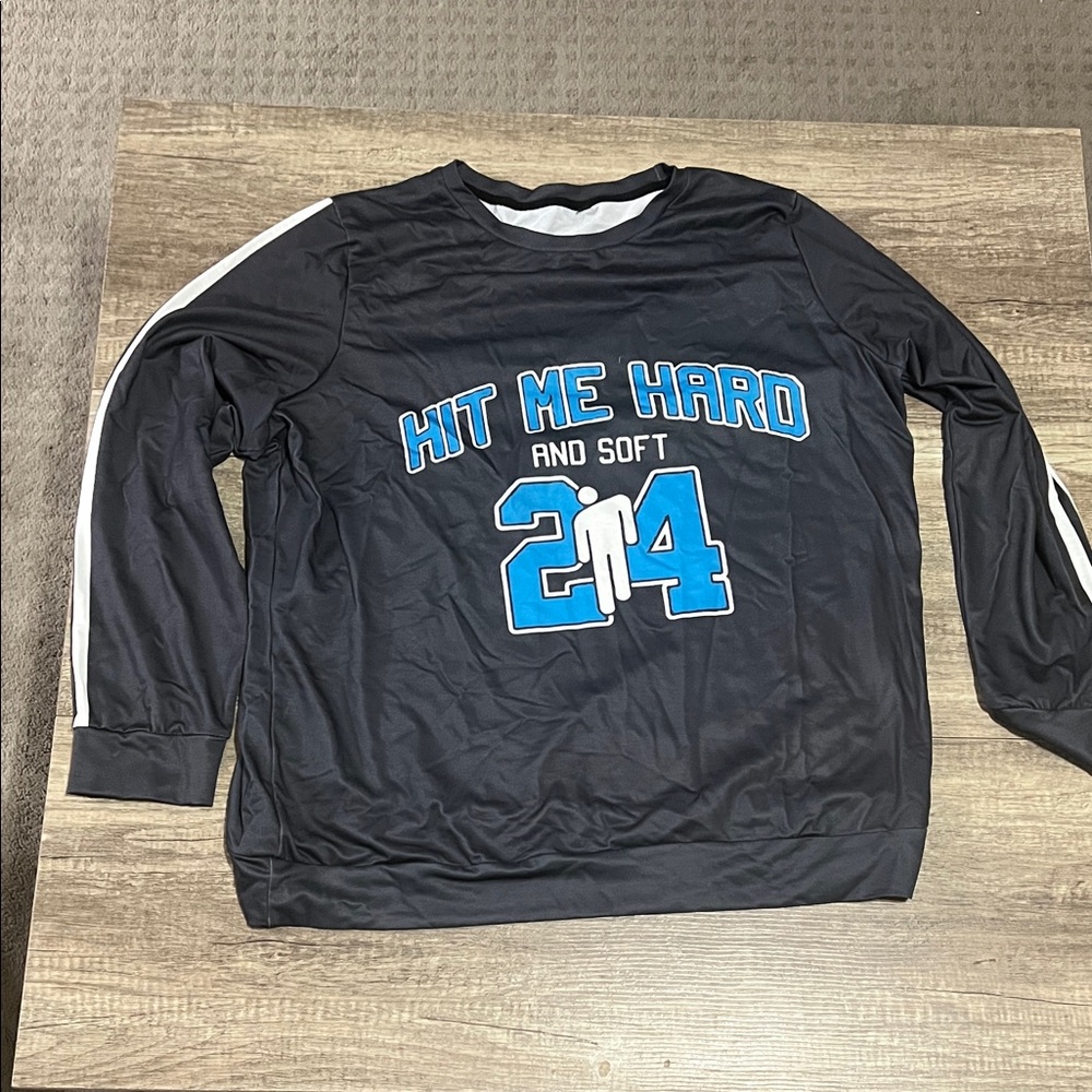 Billie Eilish Black Graphic Sweatshirt with Blue and White Design